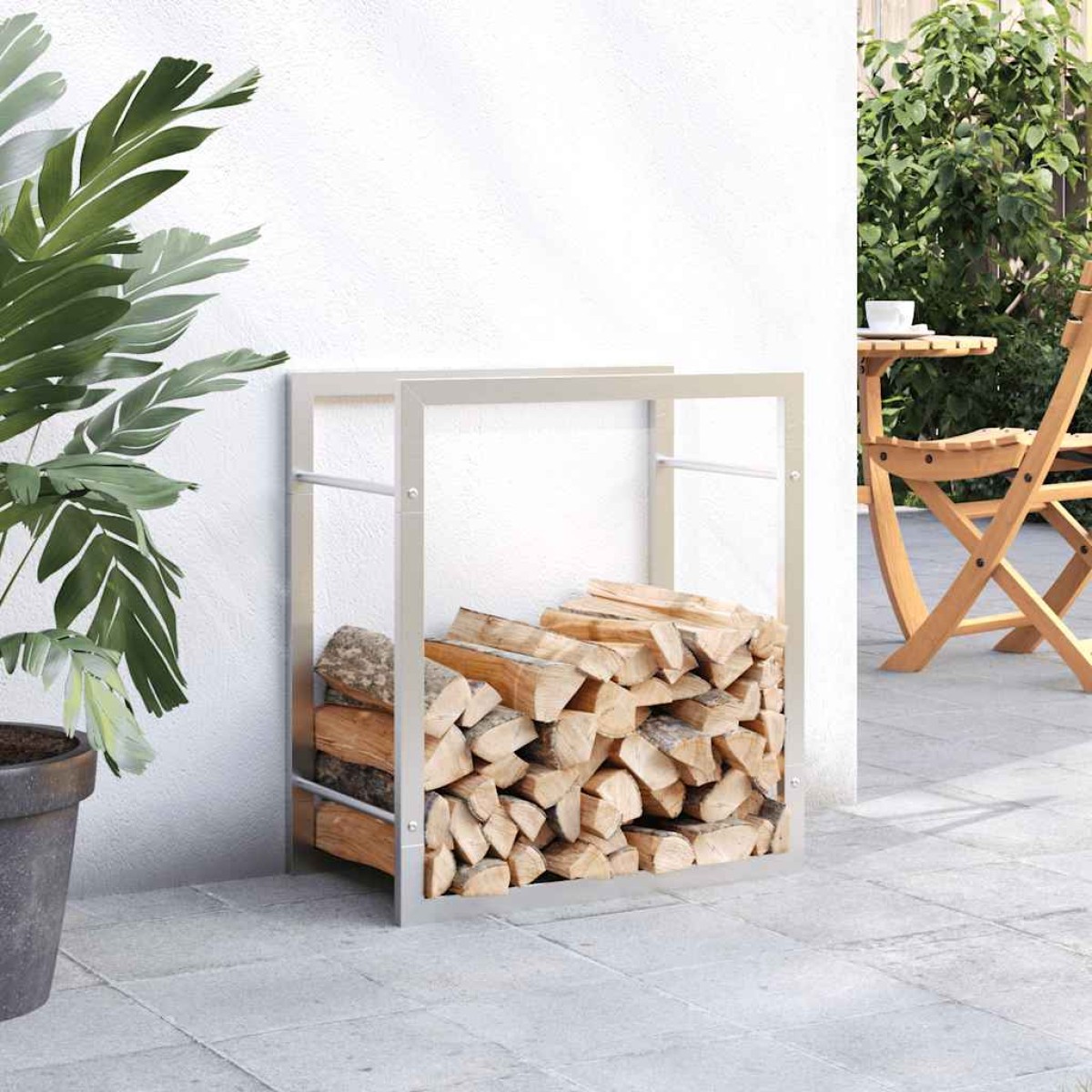 vidaXL Ραφιέρα Καυσόξυλων 50 x 28 x 56 εκ. από Ανοξείδωτο ατσάλι