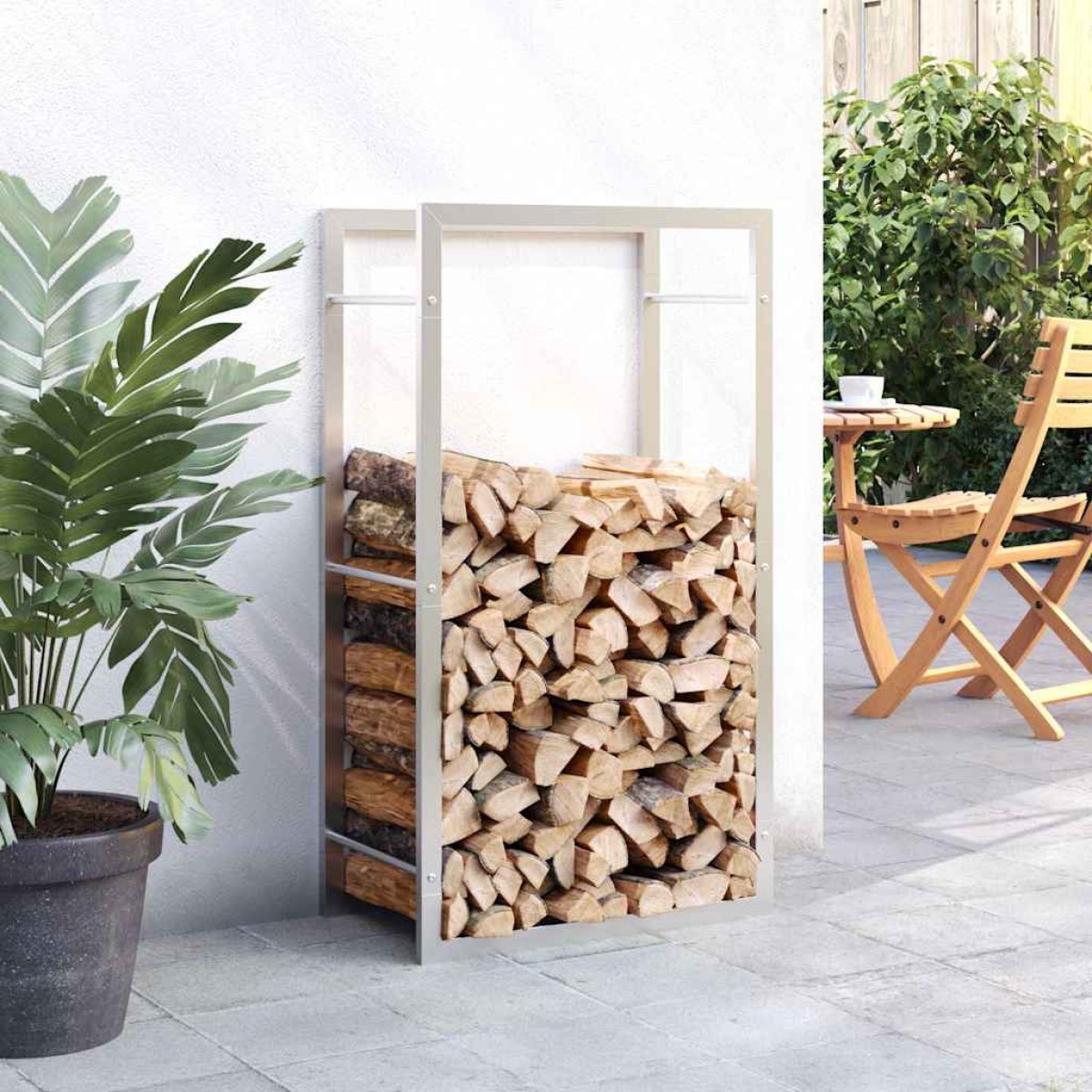 vidaXL Ραφιέρα Καυσόξυλων 50x28x94 εκ. από Ανοξείδωτο ατσάλι