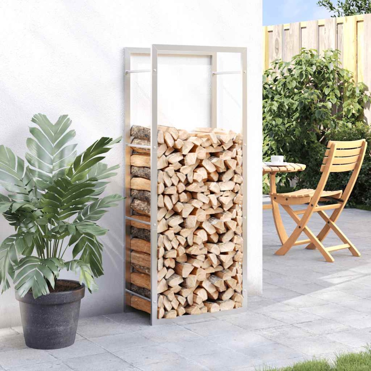 vidaXL Ραφιέρα Καυσόξυλων 50x28x132 εκ. από Ανοξείδωτο ατσάλι