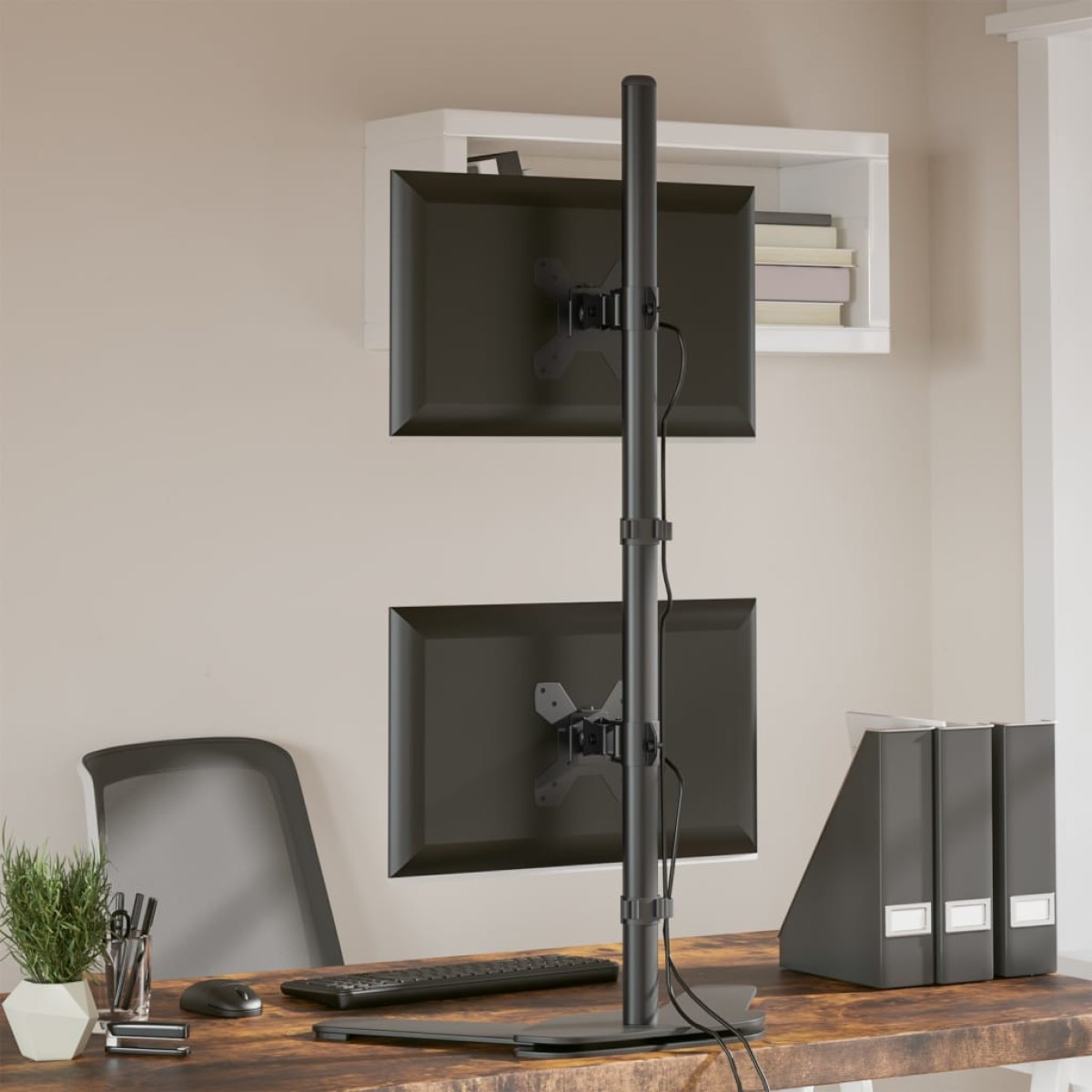 vidaXL Βάση Οθόνης Διπλή VESA Μαύρη 75/100 χιλ. από Ατσάλι