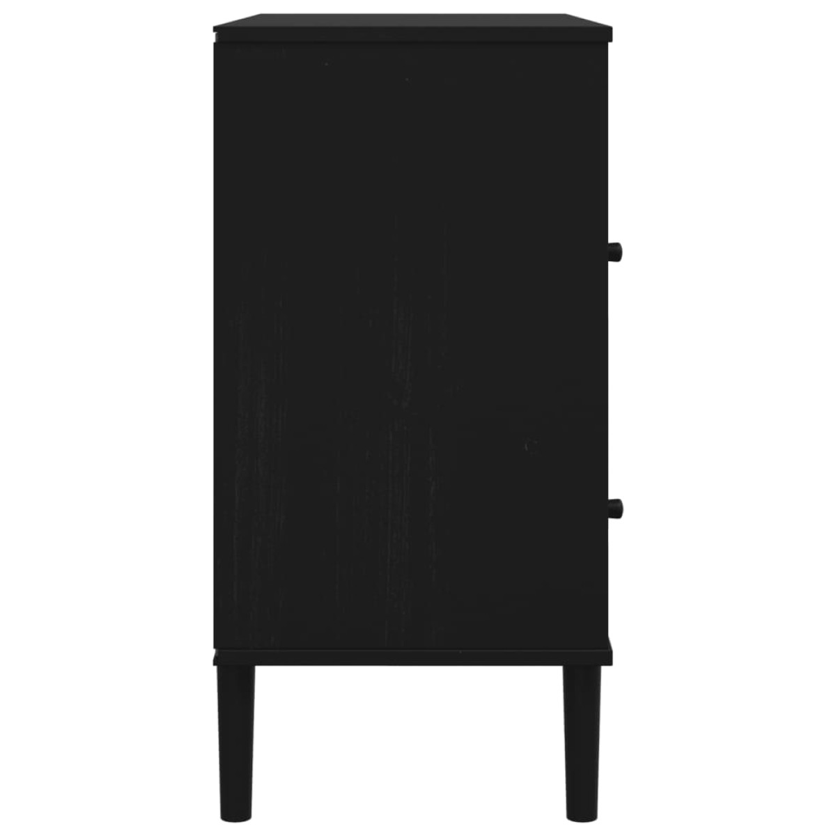 vidaXL Μπουφές SENJA Μαύρο / Ρατάν 80x40x80 εκ. Μασίφ Ξύλο Πεύκου