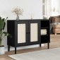 vidaXL Μπουφές SENJA Μαύρο / Ρατάν 112 x 40 x 80 εκ. Μασίφ Ξύλο Πεύκου