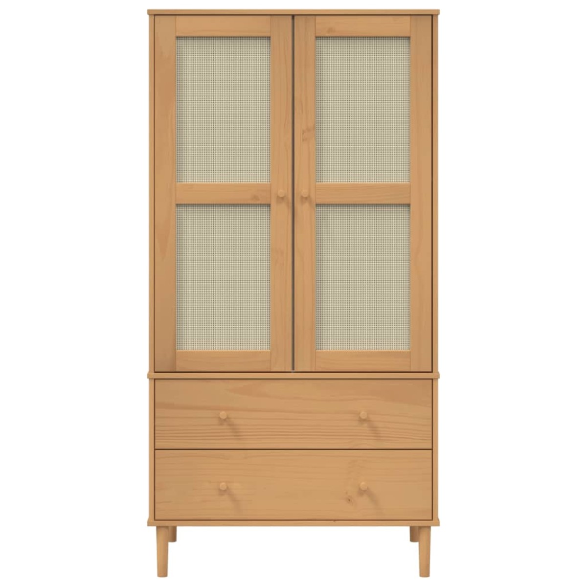 vidaXL Ντουλάπα SENJA Καφέ / Ρατάν 90 x 55 x 175 εκ. Μασίφ Ξύλο Πεύκου