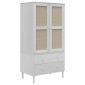 vidaXL Ντουλάπα SENJA Λευκό / Ρατάν 90 x 55 x 175εκ. Μασίφ Ξύλο Πεύκου