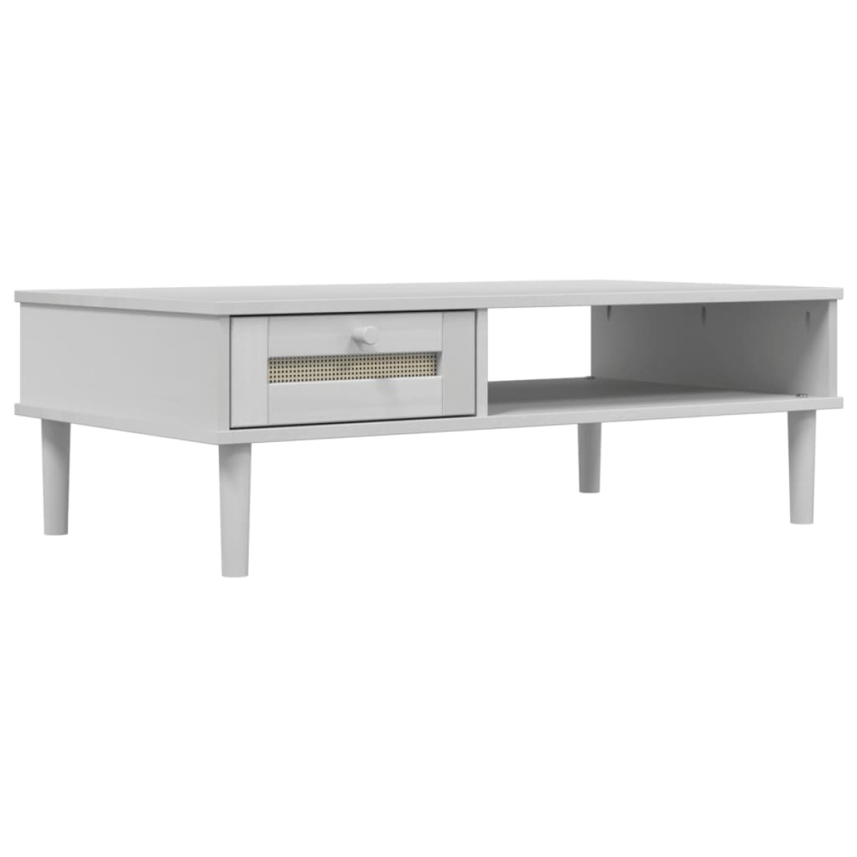 vidaXL Τραπεζάκι Σαλονιού SENJA Λευκό / Ρατάν 100x55x33 εκ. Μασίφ Ξύλο