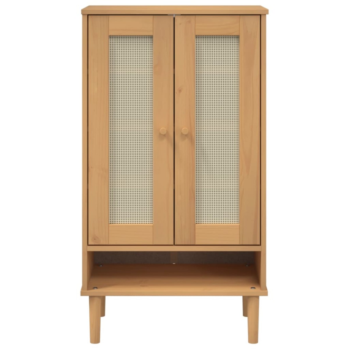 vidaXL Παπουτσοθήκη SENJA Καφέ / Ρατάν 59,5 x 35 x 107 εκ. Μασίφ Ξύλο