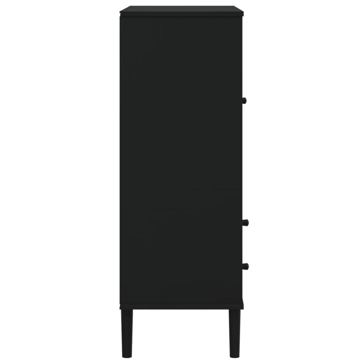 vidaXL Ντουλάπι Ψηλό SENJA Μαύρο/Ρατάν 90x40x112 εκ. Μασίφ Ξύλο Πεύκου