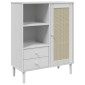 vidaXL Ντουλάπι Ψηλό SENJA Λευκό/Ρατάν 90x40x112 εκ. Μασίφ Ξύλο Πεύκου
