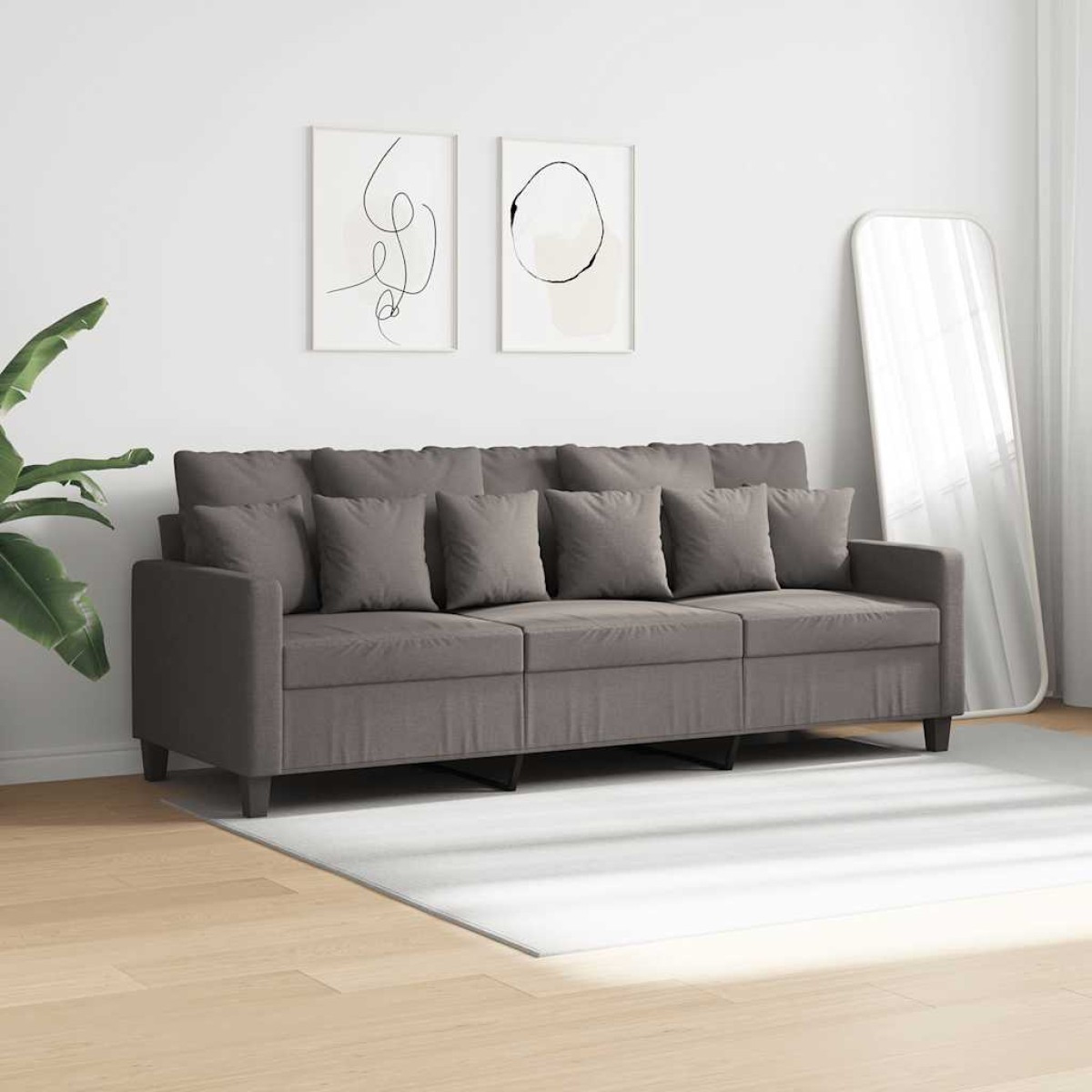 vidaXL Καναπές Τριθέσιος Taupe 180 εκ. Υφασμάτινος