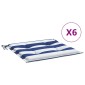 vidaXL Μαξιλάρια Καρέκλας 6 τεμ. Μπλε/Λευκό Ριγέ 40x40x3 εκ Υφασμάτινα