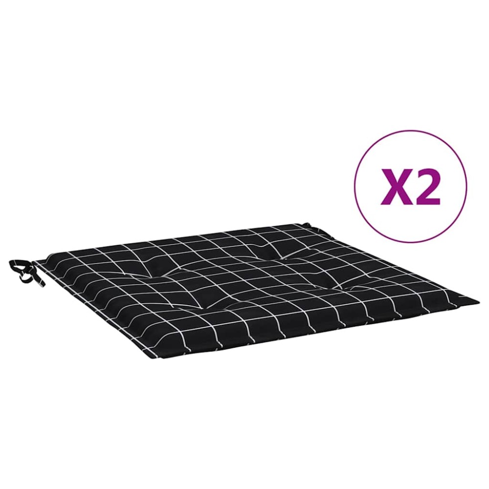 vidaXL Μαξιλάρια Καρέκλας 2 τεμ. Μαύρο Καρό 40 x 40 x 4 εκ. Υφασμάτινα