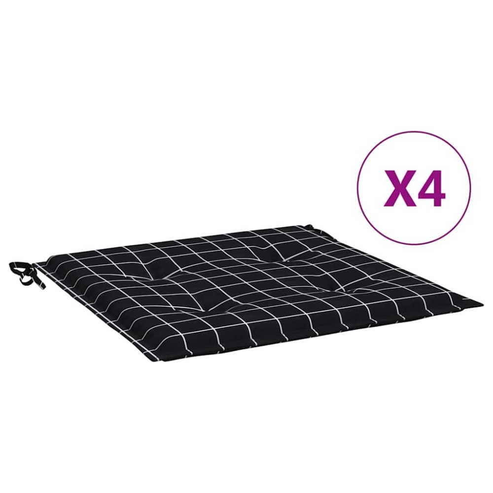 vidaXL Μαξιλάρια Καρέκλας 4 τεμ. Μαύρο Καρό 40 x 40 x 4 εκ. Υφασμάτινα