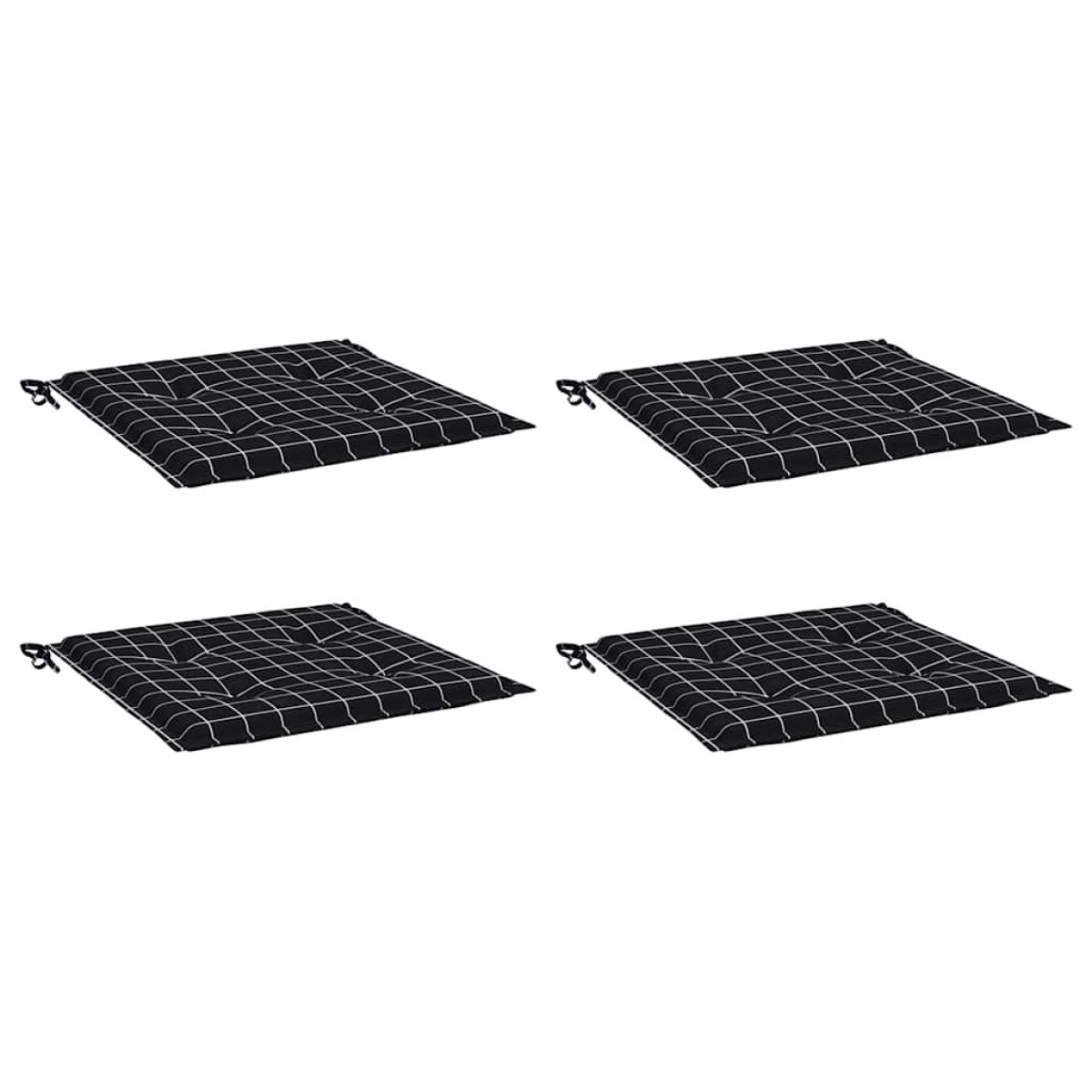 vidaXL Μαξιλάρια Καρέκλας 4 τεμ. Μαύρο Καρό 40 x 40 x 3 εκ. Υφασμάτινα