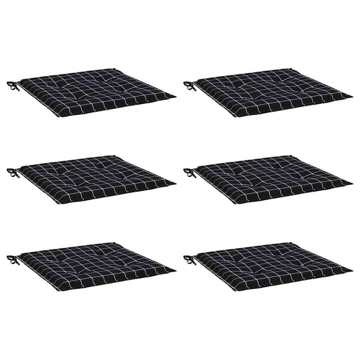vidaXL Μαξιλάρια Καρέκλας 6 τεμ. Μαύρο Καρό 40 x 40 x 3 εκ. Υφασμάτινα
