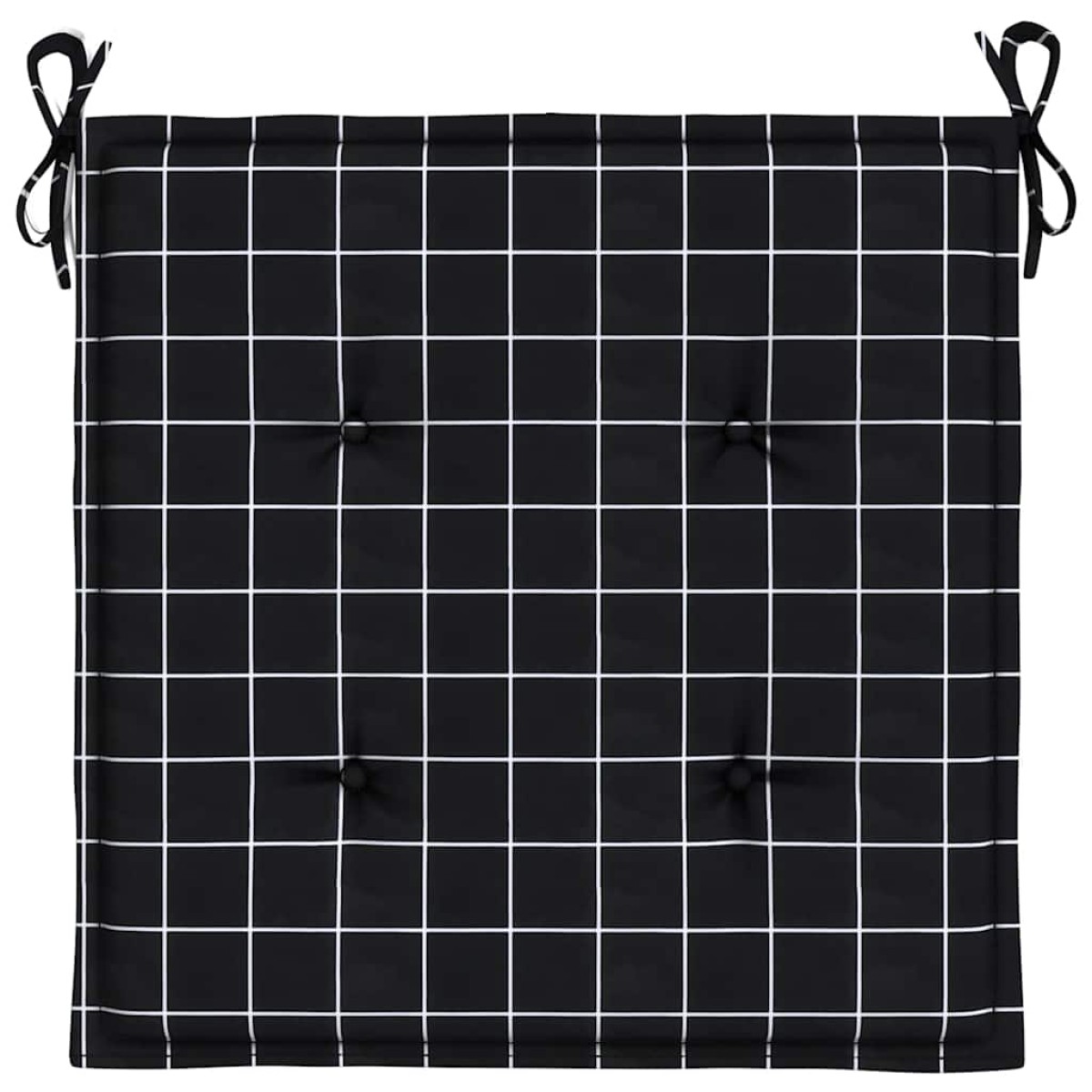 vidaXL Μαξιλάρια Καρέκλας 6 τεμ. Μαύρο Καρό 40 x 40 x 3 εκ. Υφασμάτινα