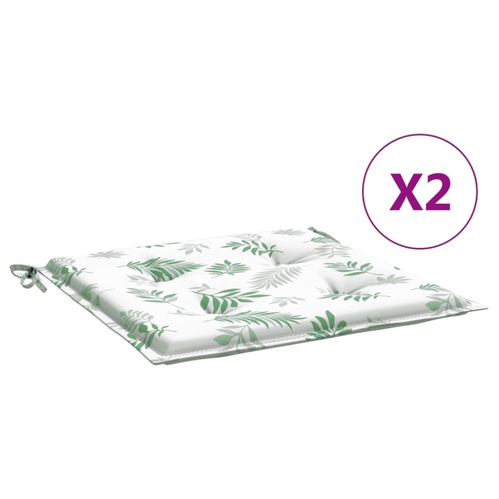 vidaXL Μαξιλάρια Καρέκλας 2 τεμ. Σχέδιο Φύλλων 40x40x4 εκ. Υφασμάτινα