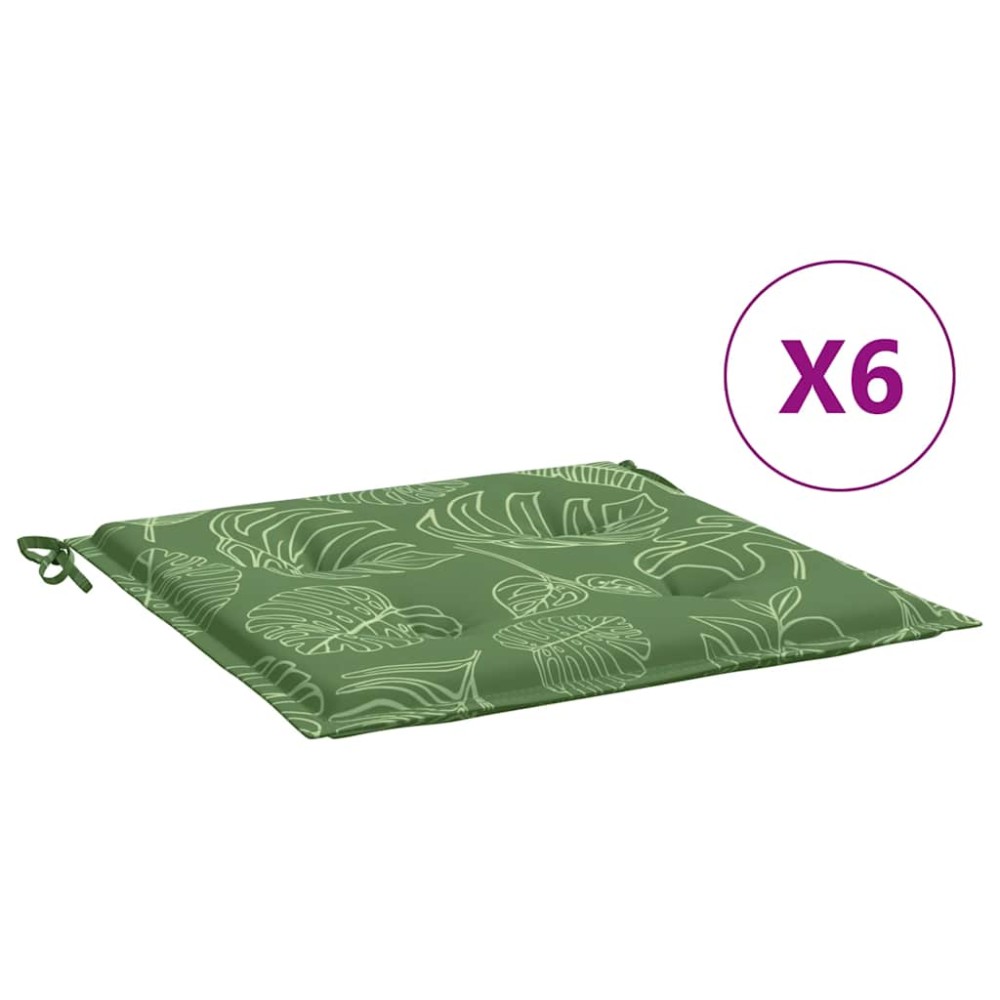 vidaXL Μαξιλάρια Καρέκλας 6 τεμ. Σχέδιο Φύλλων 40x40x4 εκ. Υφασμάτινα