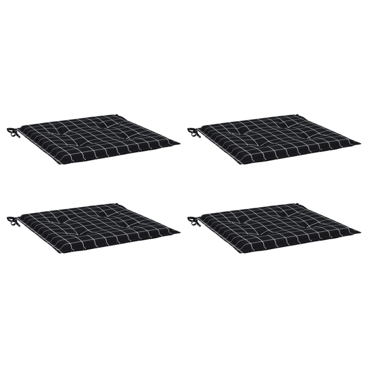 vidaXL Μαξιλάρια Καρέκλας 4 τεμ. Μαύρο Καρό 50 x 50 x 3 εκ. Υφασμάτινα