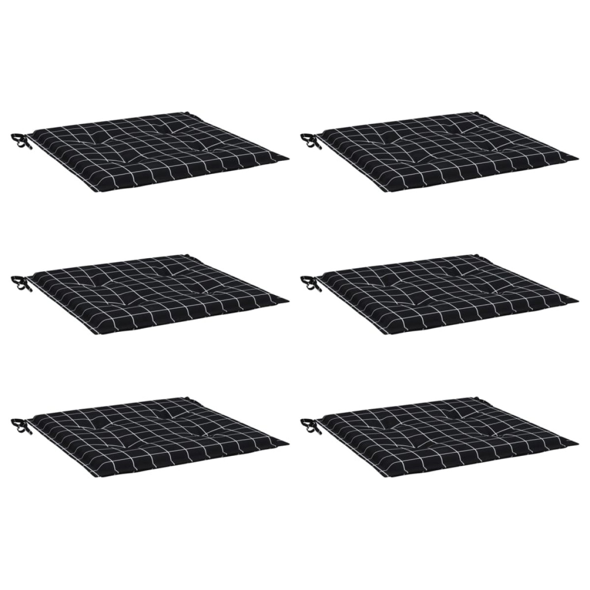 vidaXL Μαξιλάρια Καρέκλας 6 τεμ. Μαύρο Καρό 50 x 50 x 3 εκ. Υφασμάτινα