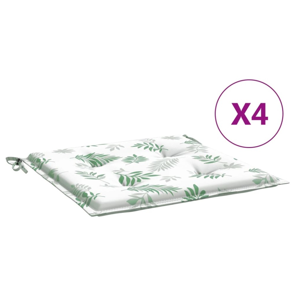 vidaXL Μαξιλάρια Καρέκλας 4 τεμ. Σχέδιο Φύλλων 50x50x4 εκ. Υφασμάτινα