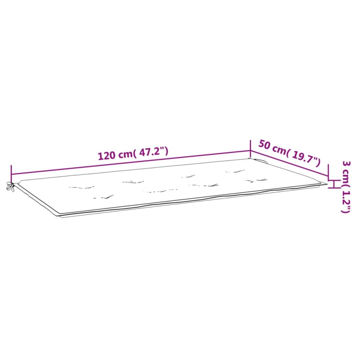 vidaXL Μαξιλάρι Πάγκου Κήπου Σχέδιο Φύλλων 120x50x3 εκ. Ύφασμα Oxford