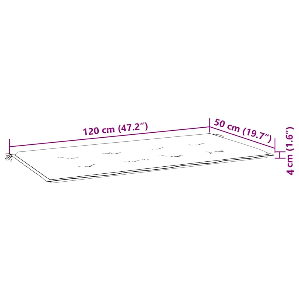 vidaXL Μαξιλάρι Πάγκου Κήπου Σχέδιο Φύλλων 120x50x3 εκ. Ύφασμα Oxford