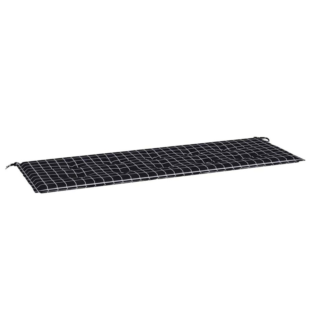 vidaXL Μαξιλάρι Πάγκου Κήπου Μαύρο Καρό 150x50x3 εκ. Ύφασμα Oxford