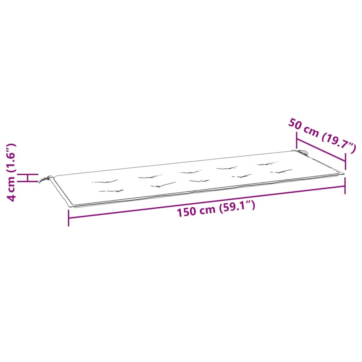 vidaXL Μαξιλάρι Πάγκου Κήπου Τιρκουάζ 150 x 50 x 3 εκ. Ύφασμα Oxford