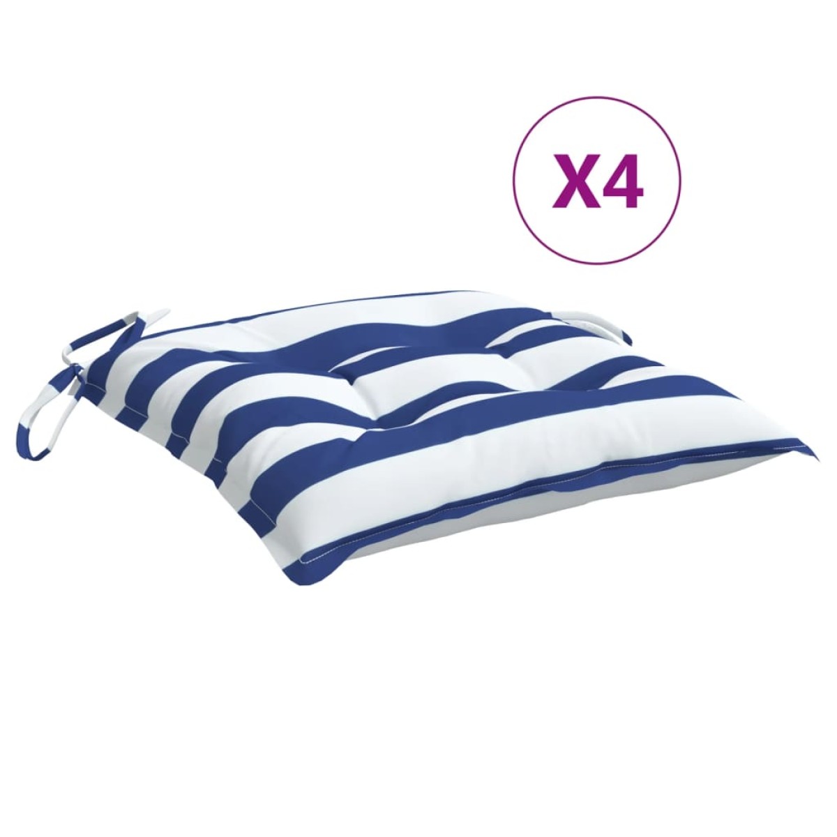 vidaXL Μαξιλάρια Καρέκλας 4 τεμ. Μπλε/Λευκό Ριγέ 40x40x7εκ. Υφασμάτινα