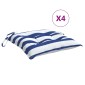 vidaXL Μαξιλάρια Καρέκλας 4 τεμ. Μπλε/Λευκό Ριγέ 50x50x7εκ. Υφασμάτινα