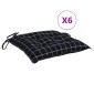 vidaXL Μαξιλάρια Καρέκλας 6 τεμ. Μαύρο Καρό 50 x 50 x 7 εκ. Υφασμάτινα