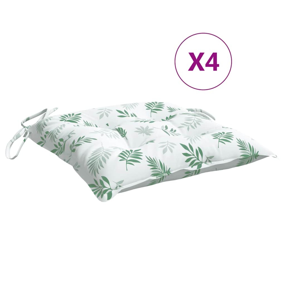 vidaXL Μαξιλάρια Καρέκλας 4 τεμ. Σχέδιο Φύλλων 50x50x7 εκ. Υφασμάτινα