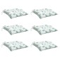 vidaXL Μαξιλάρια Καρέκλας 6 τεμ. Σχέδιο Φύλλων 50x50x7 εκ. Υφασμάτινα
