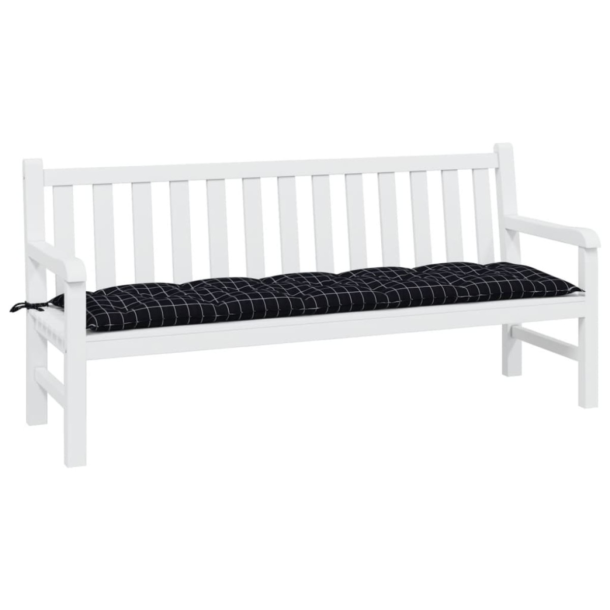 vidaXL Μαξιλάρι Πάγκου Κήπου Μαύρο Καρό 180x50x7 εκ. Ύφασμα Oxford