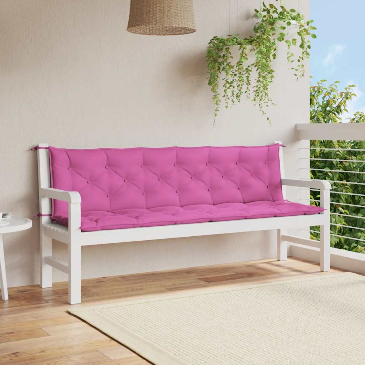 vidaXL Μαξιλάρια Πάγκου Κήπου 2 τεμ. Ροζ 200x50x7 εκ. Υφασμάτινα