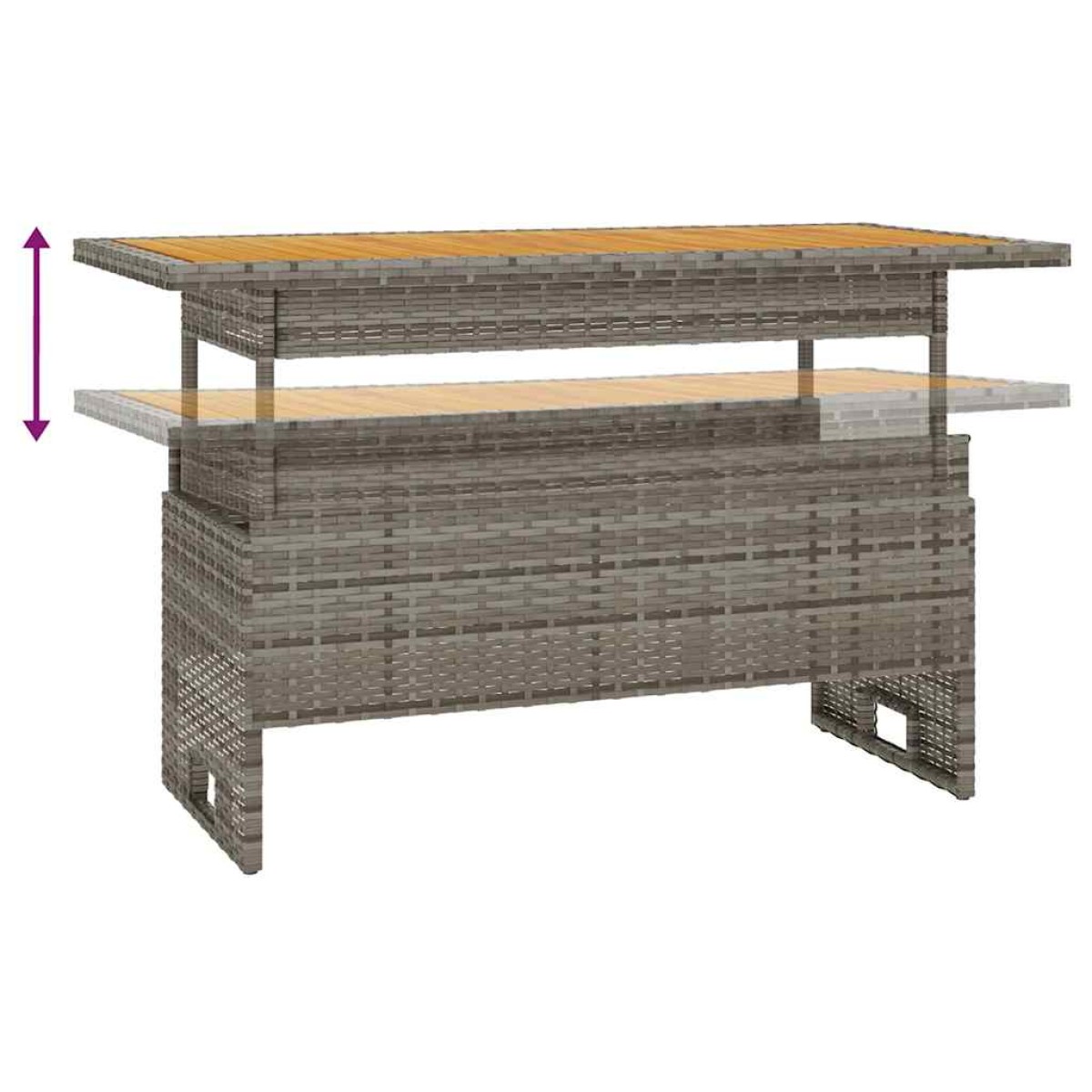 vidaXL Τραπέζι Κήπου Γκρι 100x50x43/63 εκ. Μασίφ Ακακία & Συνθ. Ρατάν