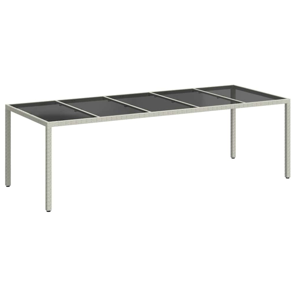 vidaXL Τραπέζι Κήπου Λευκό 250x100x75 εκ. Συνθετ. Ρατάν/Ψημένο Γυαλί