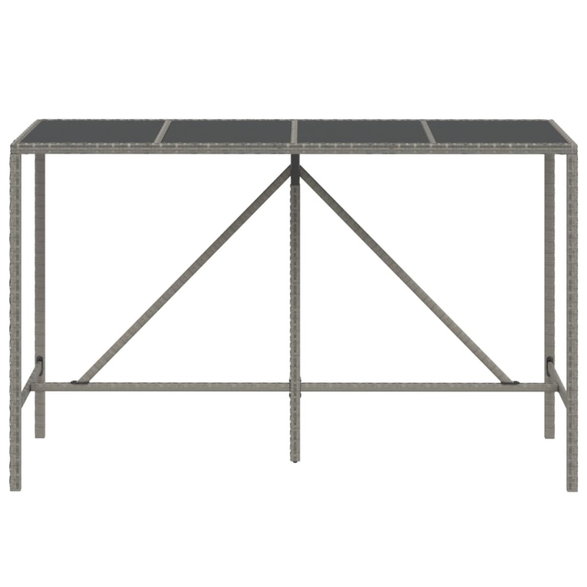 vidaXL Τραπέζι Μπαρ με Γυάλ. Επιφάνεια Γκρι 180x70x110 εκ. Συνθ. Ρατάν