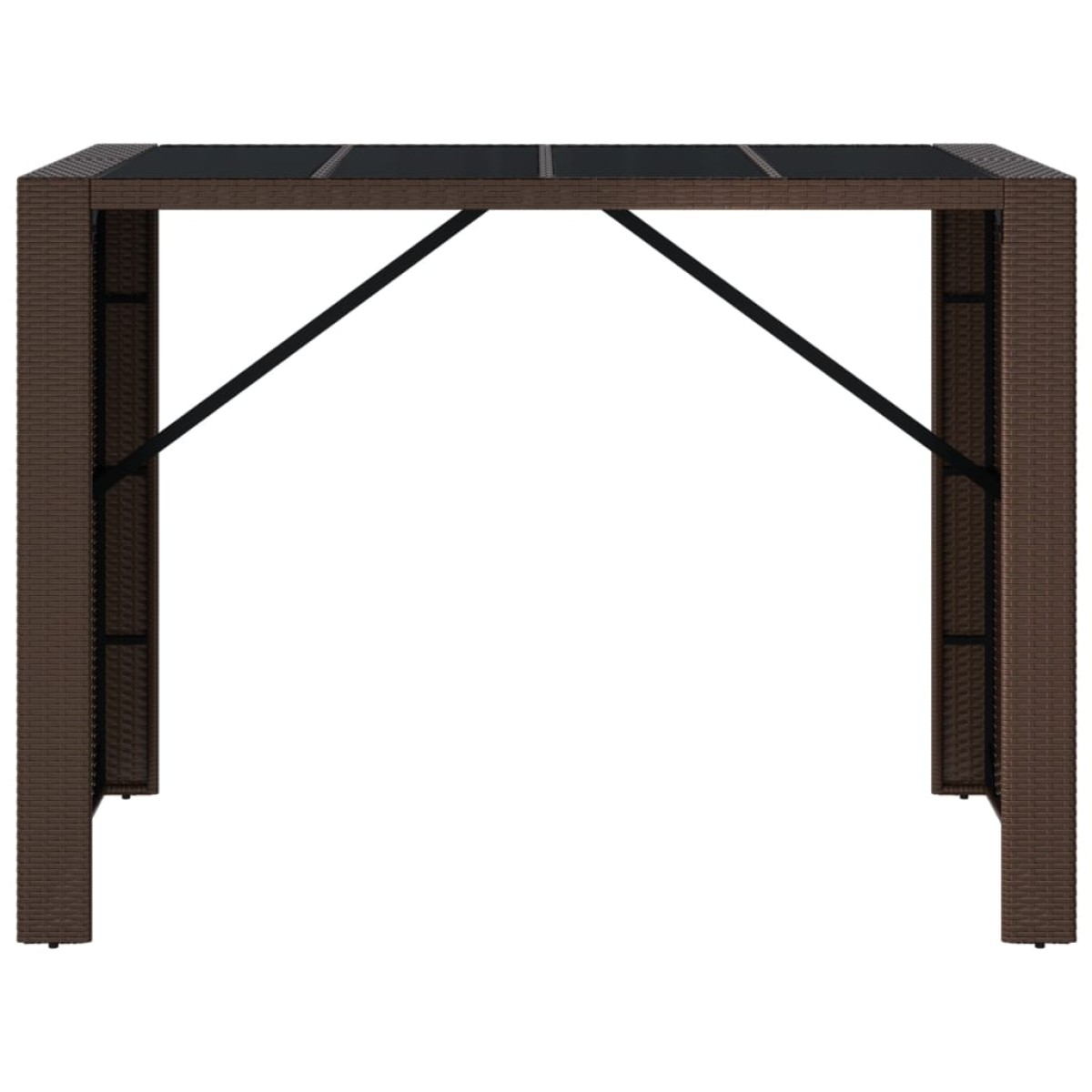 vidaXL Τραπέζι Μπαρ με Γυάλ. Επιφάνεια Καφέ 145x80x110 εκ. Συνθ. Ρατάν