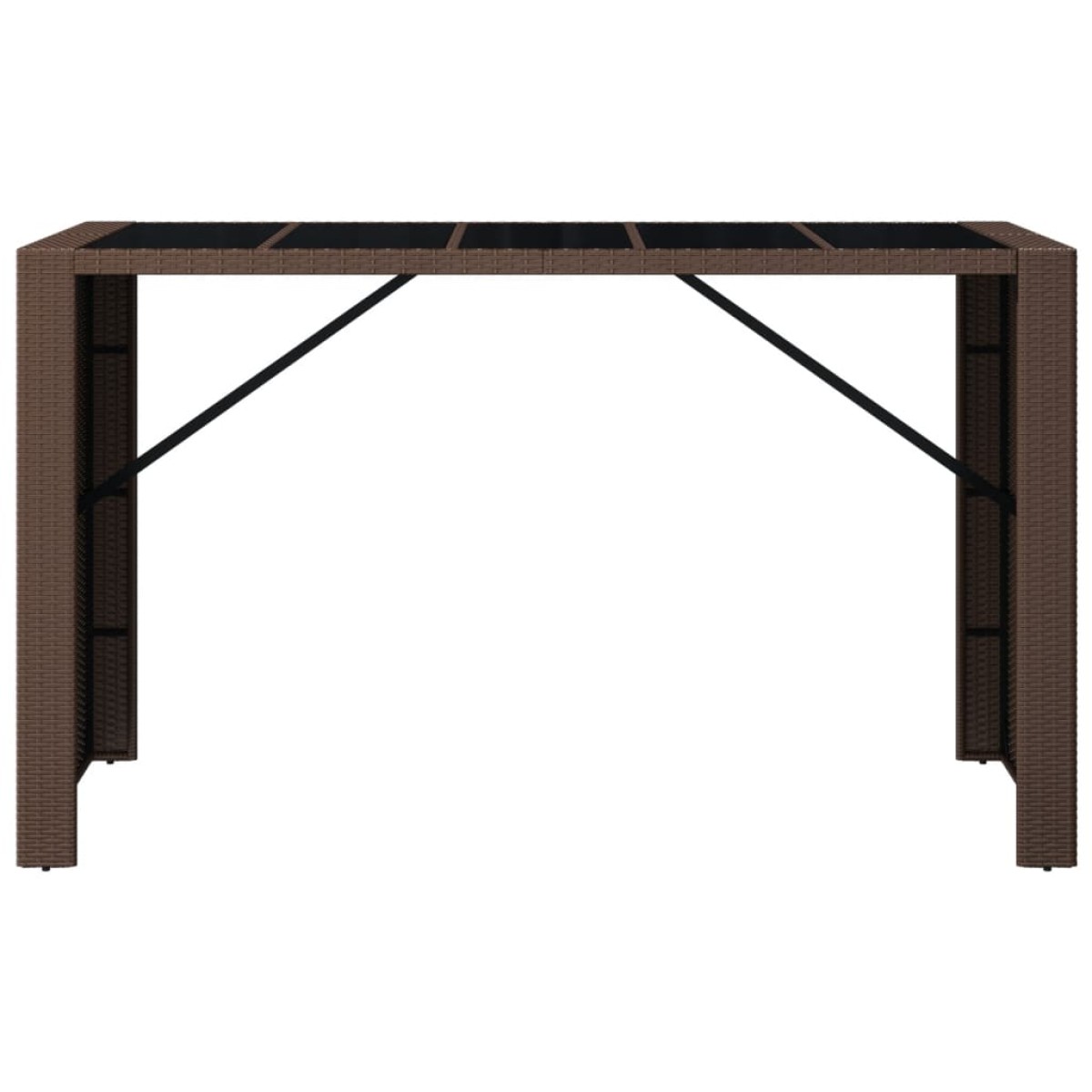 vidaXL Τραπέζι Μπαρ με Γυάλ. Επιφάνεια Καφέ 185x80x110 εκ. Συνθ. Ρατάν