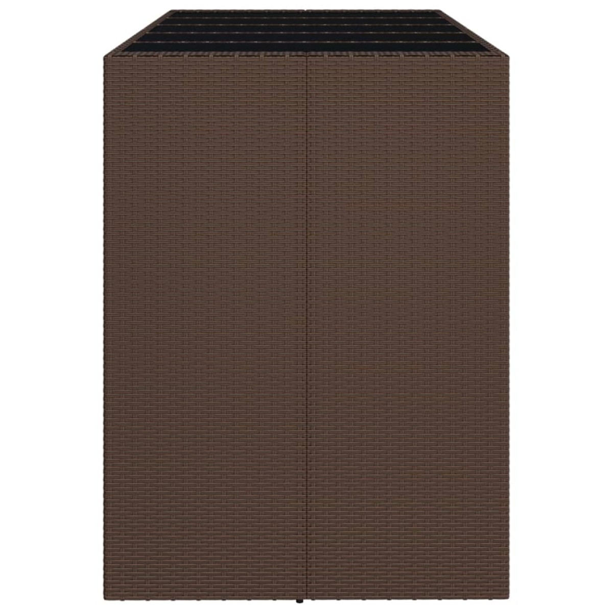 vidaXL Τραπέζι Μπαρ με Γυάλ. Επιφάνεια Καφέ 185x80x110 εκ. Συνθ. Ρατάν