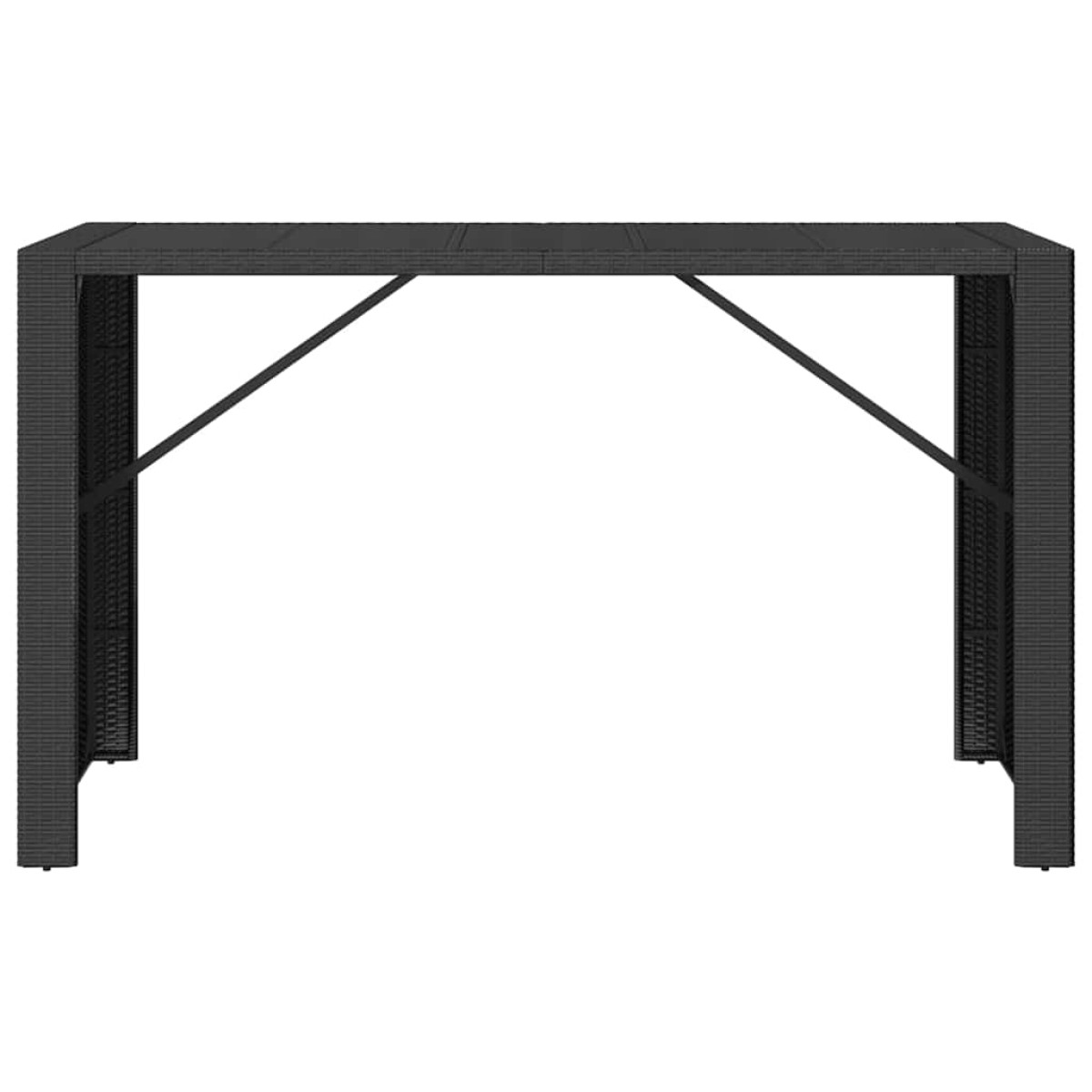 vidaXL Τραπέζι Μπαρ με Γυάλ. Επιφάνεια Μαύρο 185x80x110 εκ Συνθ. Ρατάν