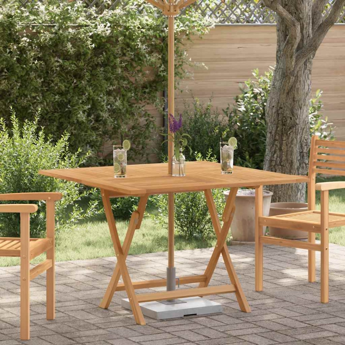 vidaXL Τραπέζι Κήπου Πτυσσόμενο 120 x 120 x 75 εκ. Μασίφ Ξύλο Teak