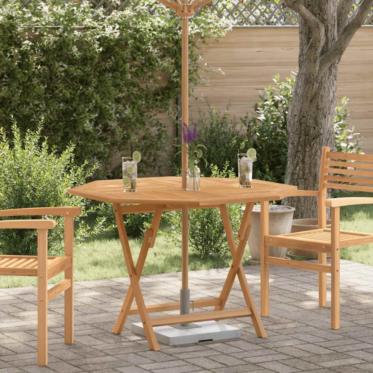 vidaXL Τραπέζι Κήπου Πτυσσόμενο 120 x 120 x 75 εκ. Μασίφ Ξύλο Teak