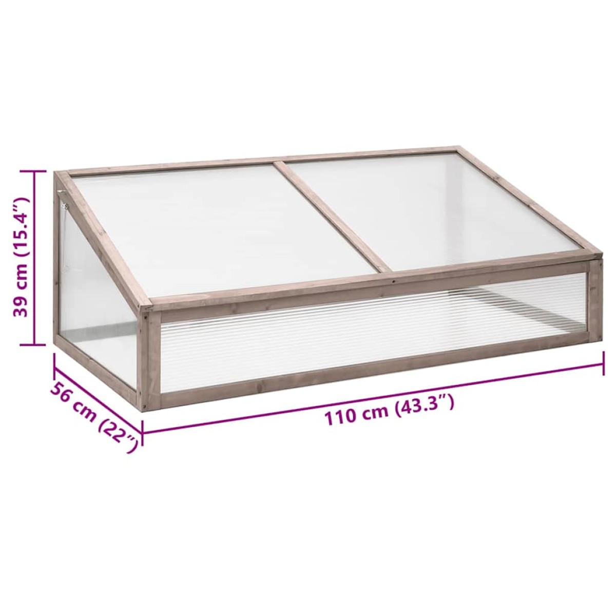 vidaXL Θερμοκήπιο Γκρι 110 x 58,5 x 39 εκ. από Ξύλο Ελάτης