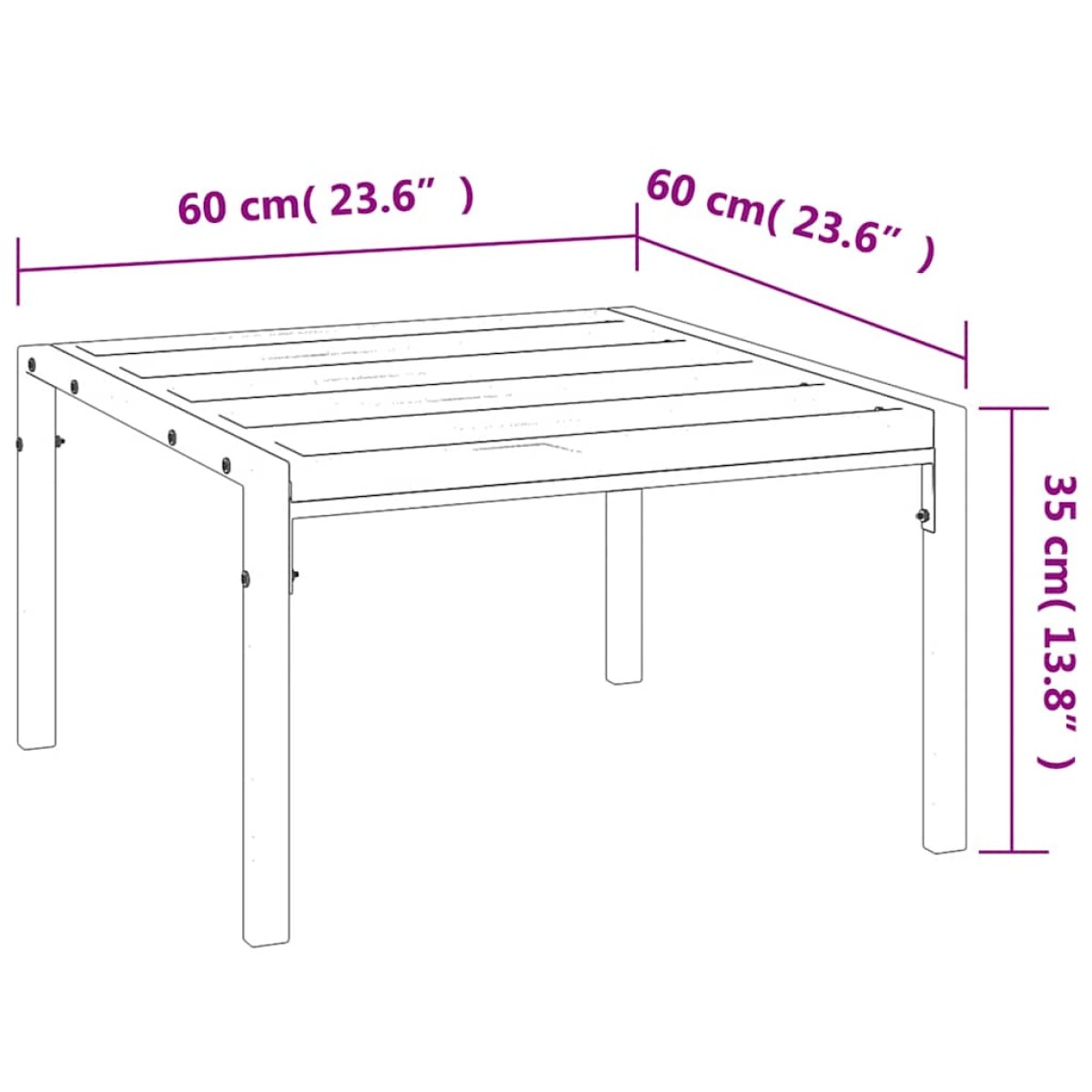 vidaXL Τραπεζάκι Κήπου Μαύρο 60 x 60 x 35 εκ. από Ατσάλι