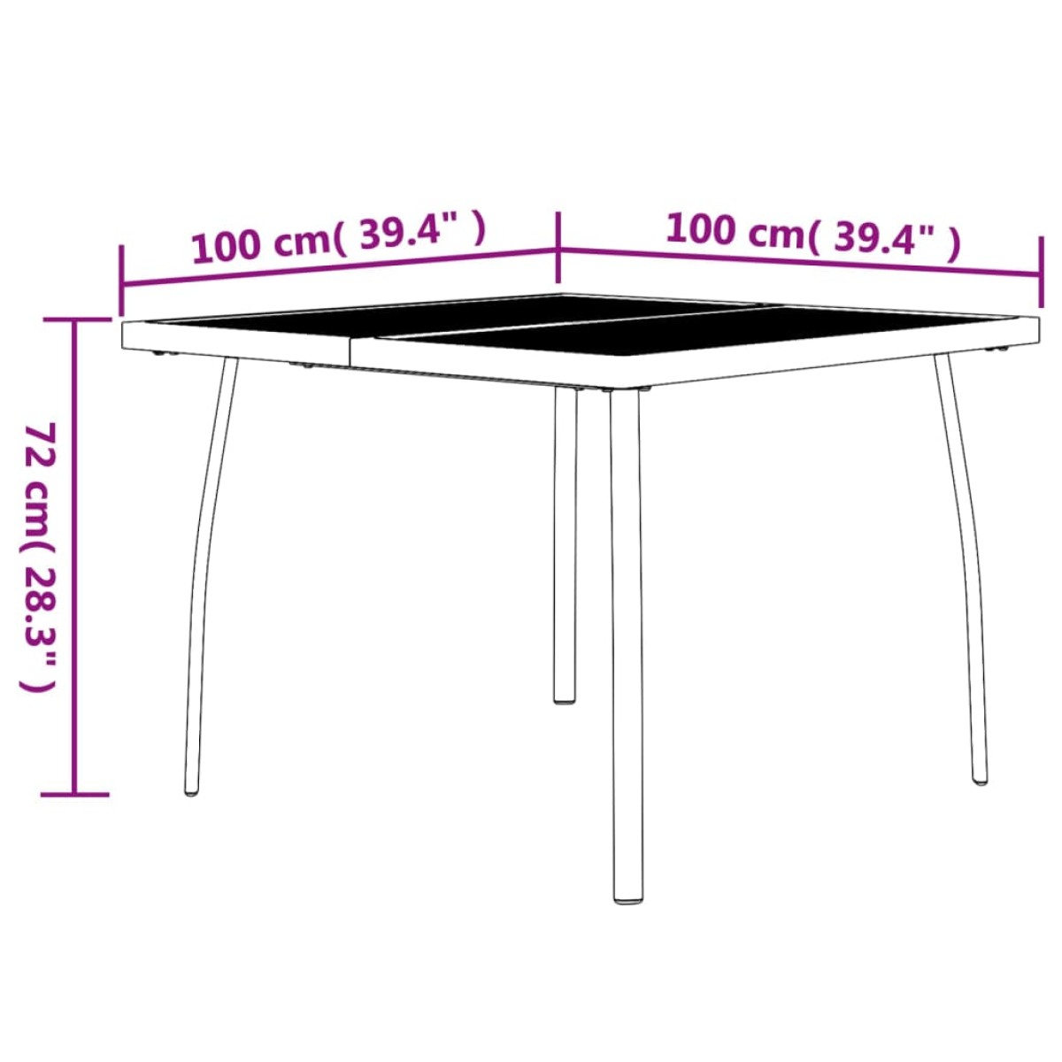 vidaXL Τραπέζι Κήπου Ανθρακί με Πλέγμα 100x100x72 εκ. Ατσάλινο