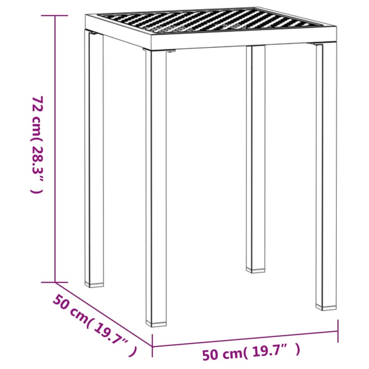 vidaXL Τραπέζι Κήπου Ανθρακί 50 x 50 x 72 εκ. Ατσάλινο