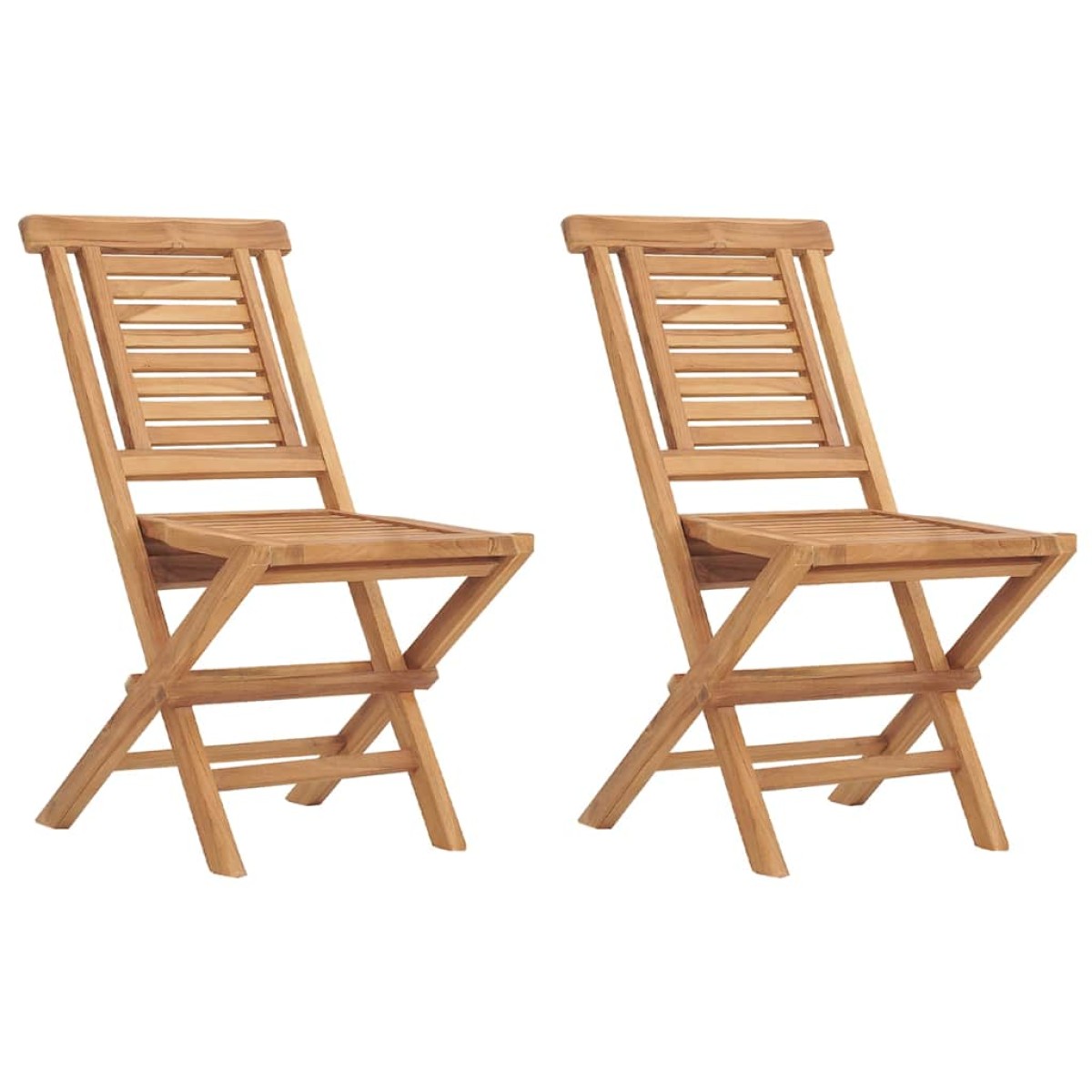 vidaXL Καρέκλες Κήπου Πτυσσόμενες 2 τεμ. 47x63x90 εκ. Μασίφ Ξύλο Teak