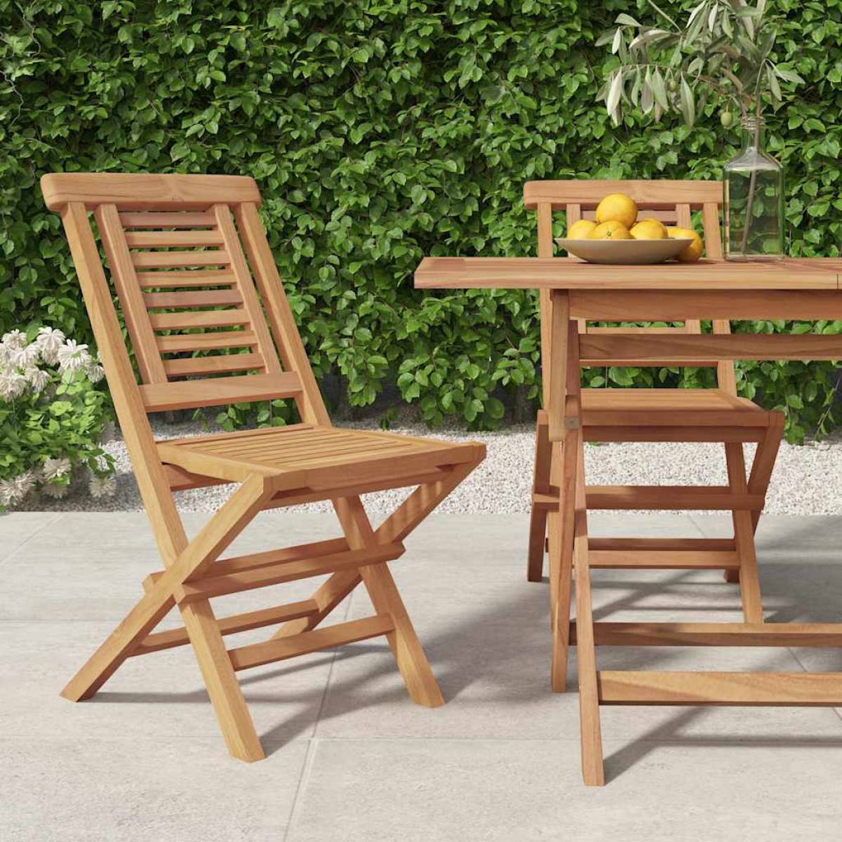 vidaXL Καρέκλες Κήπου Πτυσσόμενες 2 τεμ. 47x63x90 εκ. Μασίφ Ξύλο Teak